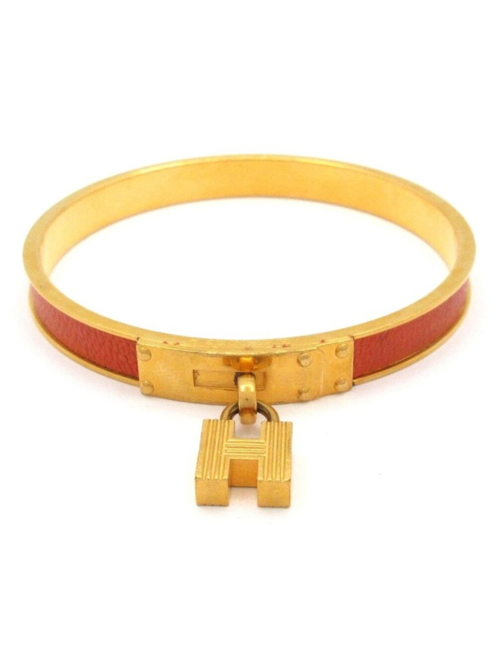 Hermes Bangle Kelly Orange Gold Bracelet